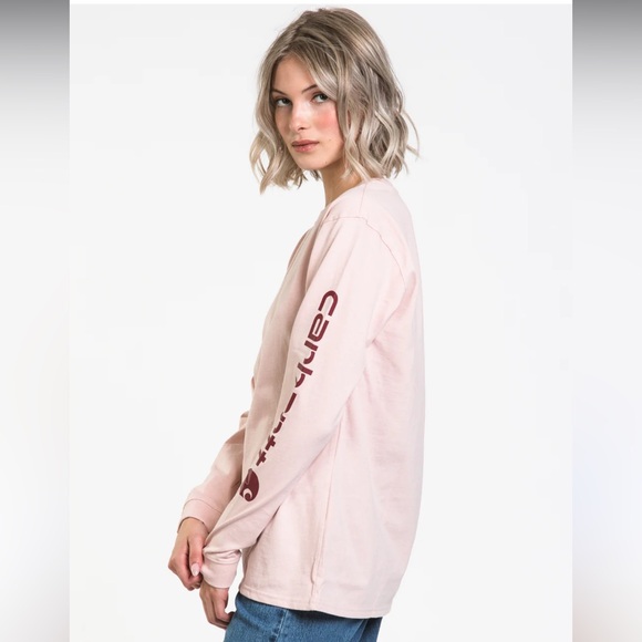 Carhartt Women's Ash Rose Loose fit heavyweight long sleeve graphic tee XL - Picture 1 of 5